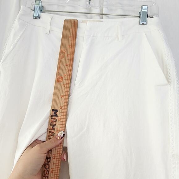 Choosy flared white pants 10 crochet detail pockets NWT cotton resort boho - Picture 7 of 9